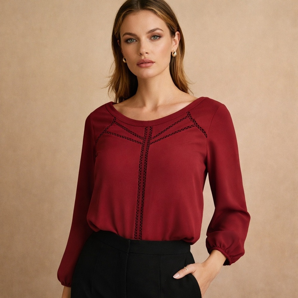 Skies Are Blue Burgundy Blouse